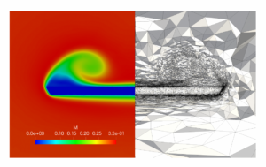 Flow and mesh at trailing edge