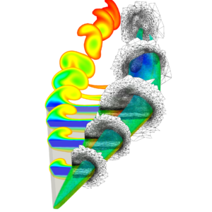 Slices of the Mach number and adapted mesh